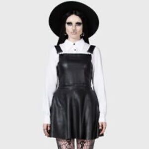 O Mighty Faux Leather Overalls Dress